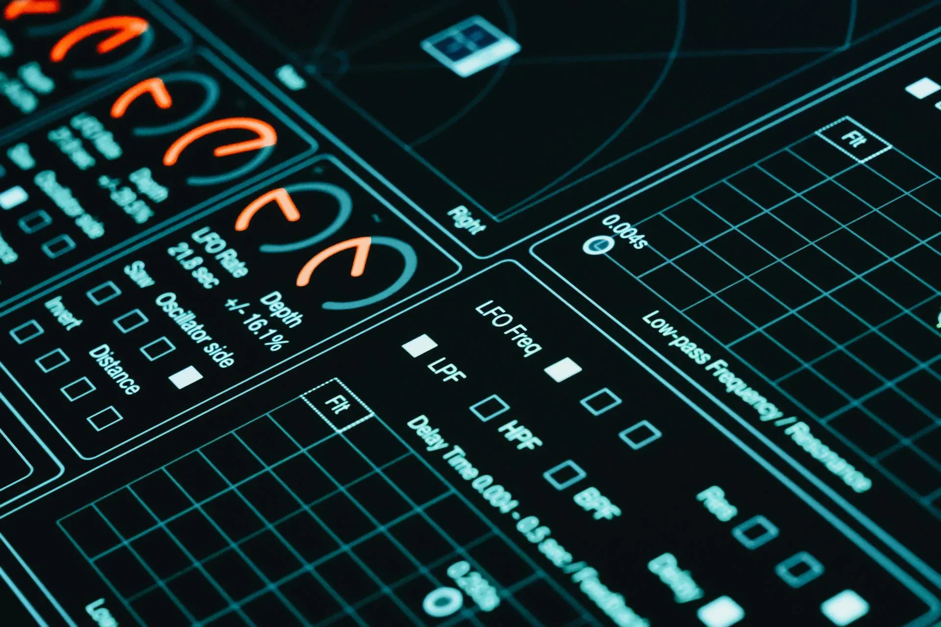 Data analytics dashboard in low light